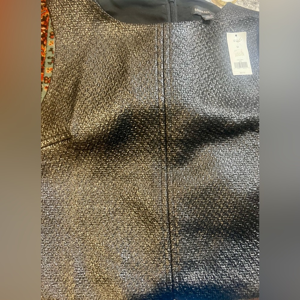 Banana Republic Black Textured Fabric Vest with zipper back